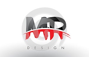 MR M R Brush Logo Letters with Red and Black Swoosh Brush Front