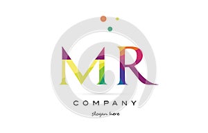 mr m r creative rainbow colors alphabet letter logo icon