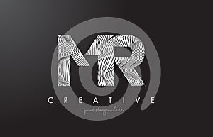 MR M R Letter Logo with Zebra Lines Texture Design Vector.