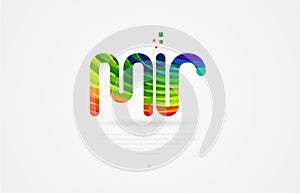 mr m r rainbow colored alphabet letter logo combination