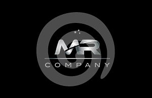 mr m r silver grey metal metallic alphabet letter logo icon