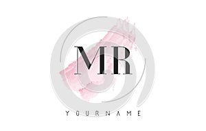 MR M R Watercolor Letter Logo Design with Circular Brush Pattern