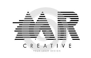 MR M R Zebra Letter Logo Design with Black and White Stripes