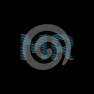 MR Monogram Lines Style Blue Light Vector