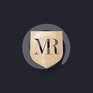 MR monogram with shield, vector logo