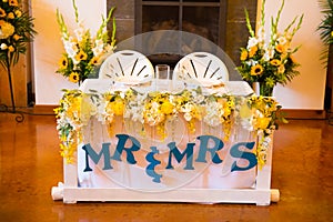 Mr and Mrs Bride and Groom Wedding Table