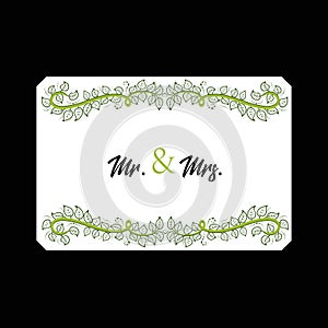 Mr. and Mrs. floral wedding card vector