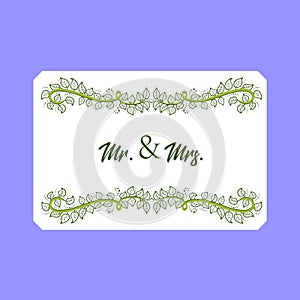 Mr. and Mrs. floral wedding card vector