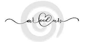 MR and MRS hand lettering, vector illustration. Hand drawn lettering card background. Modern handmade calligraphy. Hand