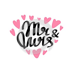 Mr and Mrs hand written lettering