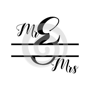 Mr and Mrs monogram split letter initial vector isolated