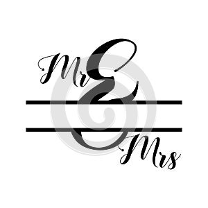 Mr and Mrs monogram split letter initial vector isolated photo