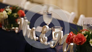 Mr and Mrs Sign at Wedding Reception