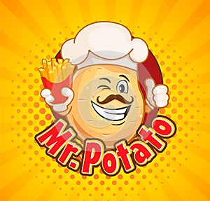 Mr. potato chef with french fries.