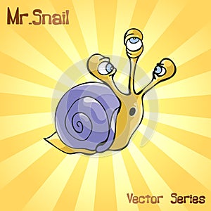 Mr. Snail with contradiction. vector illustration