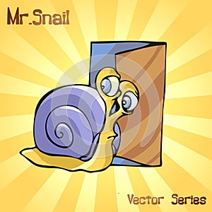 Mr. Snail with door. vector illustration