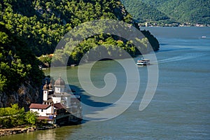 Mraconia monastery on Romanian side of Danube river Djerdap gorge