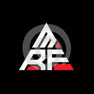 MRF triangle letter logo design with triangle shape. MRF triangle logo design monogram. MRF triangle vector logo template with red