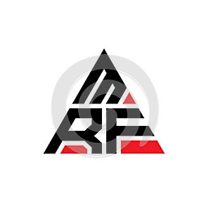 MRF triangle letter logo design with triangle shape. MRF triangle logo design monogram. MRF triangle vector logo template with red