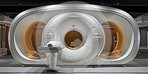 MRI or CT medical scanner with equipment for examinations and obtaining images of internal or