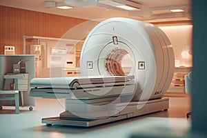 MRI - Magnetic resonance imaging scan device in Hospital, generative ai