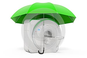 MRI Magnetic Resonance Imaging Scanner under umbrella, 3D rendering