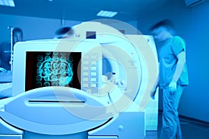 MRI scan of patient`s brain photo