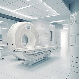 MRI Scanner or Magnetic resonance imaging scanner machine in Hospital,Technologically Advanced and Functional Medi