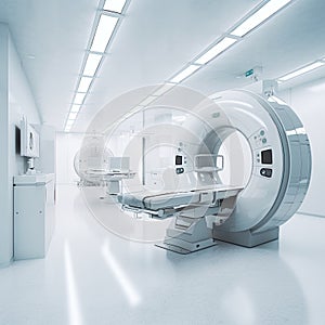 MRI Scanner or Magnetic resonance imaging scanner machine in Hospital,Technologically Advanced and Functional Medi