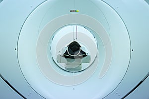 MRI Scanner medical equipments in hospital. Patients screening on CT scanner.