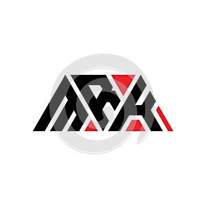 MRK triangle letter logo design with triangle shape. MRK triangle logo design monogram. MRK triangle vector logo template with red