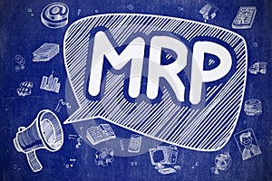 MRP - Doodle Illustration on Blue Chalkboard. photo