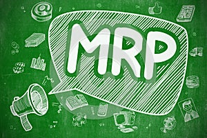 MRP - Hand Drawn Illustration on Green Chalkboard. photo