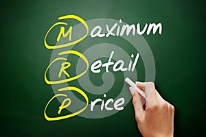 MRP - Maximum Retail Price acronym, business concept on blackboard