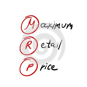 MRP - Maximum Retail Price acronym. Vector
