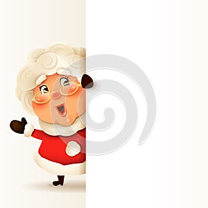 Mrs.Claus with big blank signboard