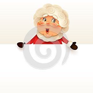 Mrs.Claus with big blank signboard