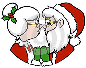 mrs and mr santa claus kissing