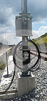 Mrt equipment on railway track for mrt signalling and radio railway