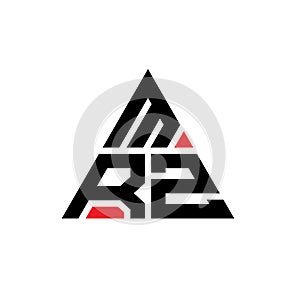 MRZ triangle letter logo design with triangle shape. MRZ triangle logo design monogram. MRZ triangle vector logo template with red