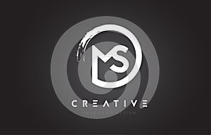 MS Circular Letter Logo with Circle Brush Design and Black Background.