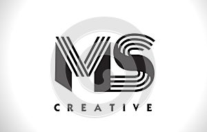 MS Logo Letter With Black Lines Design. Line Letter Vector Illus