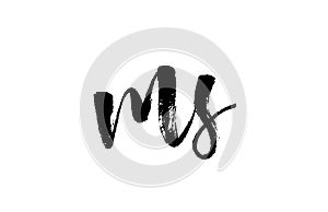 MS M S alphabet letter logo icon combination. Grunge handwritten vintage design. Black white color for business and company