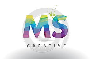 MS M S Colorful Letter Origami Triangles Design Vector.