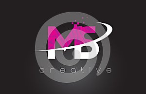 MS M S Creative Letters Design With White Pink Colors