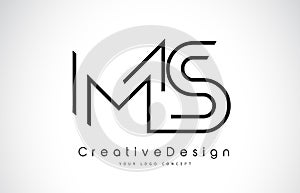 MS M S Letter Logo Design in Black Colors.