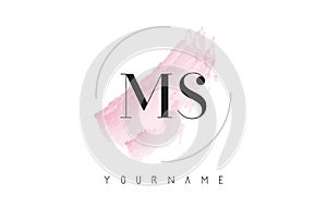 MS M S Watercolor Letter Logo Design with Circular Brush Pattern