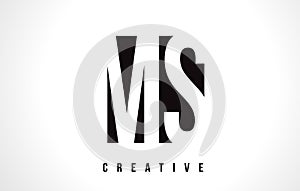 MS M S White Letter Logo Design with Black Square.