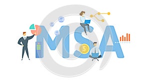 MSA, Medical Savings Account. Concept with keyword, people and icons. Flat vector illustration. Isolated on white.