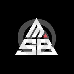 MSB triangle letter logo design with triangle shape. MSB triangle logo design monogram. MSB triangle vector logo template with red